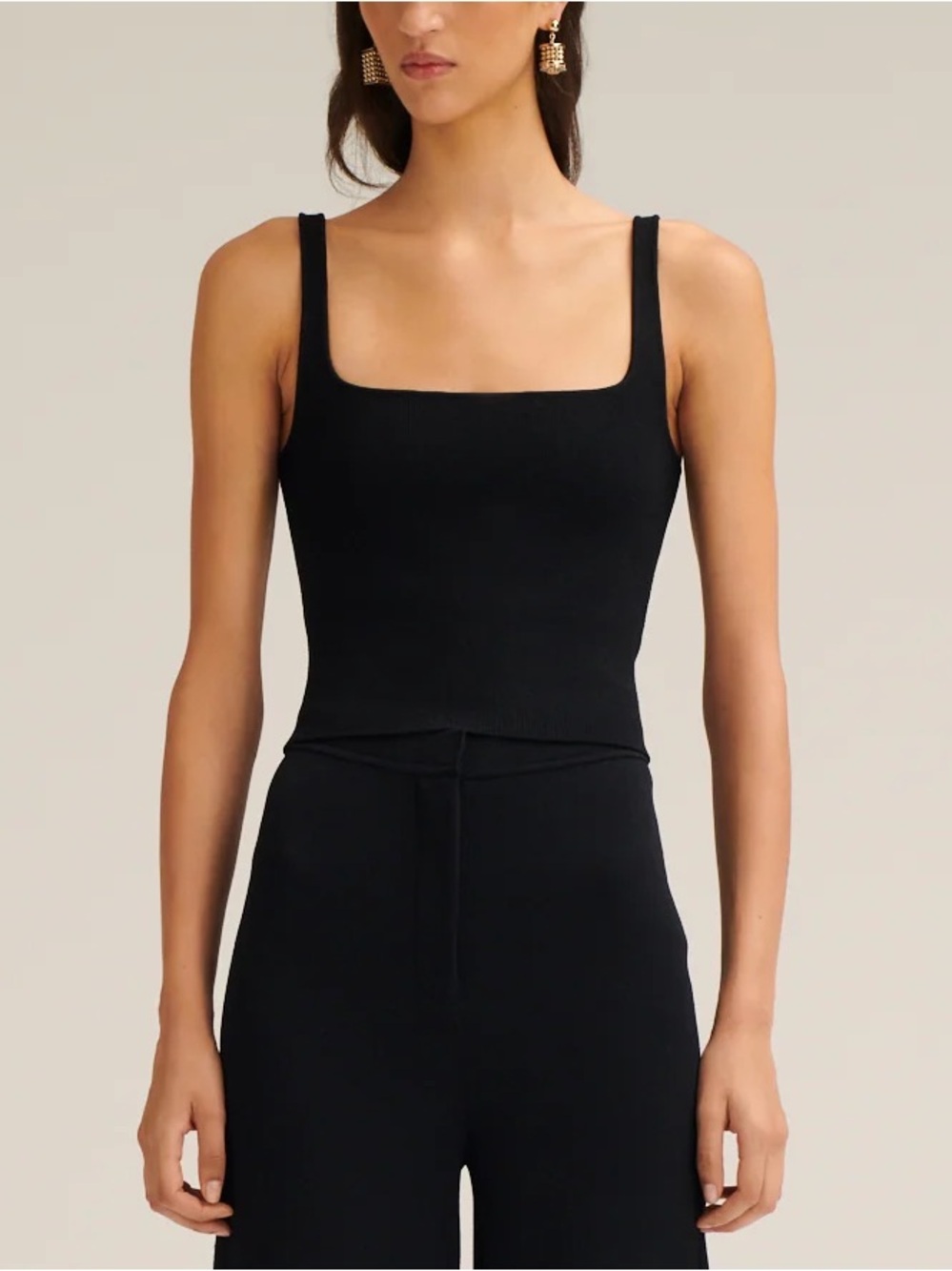 Scanlan Theodore Crepe Knit Square Camisole Top in Black - Size XS